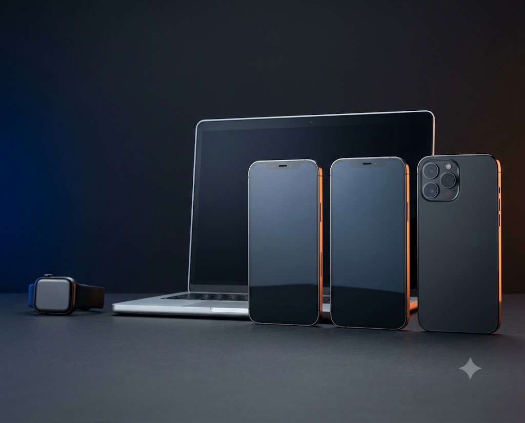 Phones, laptop and smartwatch at FixMitra