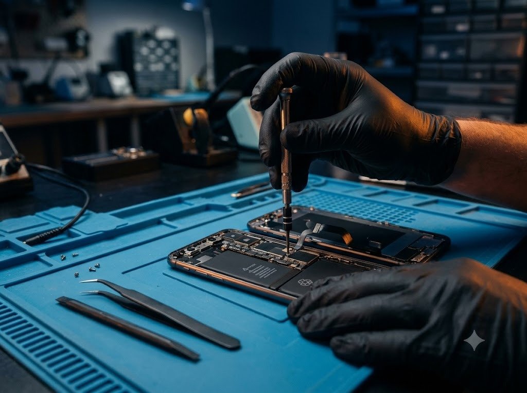 FixMitra technician repairing a smartphone